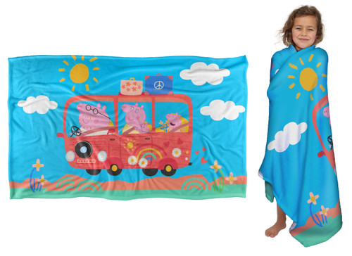 LOGOVISION Peppa Pig Road Trip with The Family Kids Silky Touch Blanket, 36" x 58"