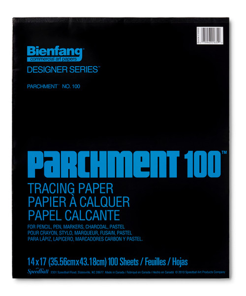 Bienfang Parchment 100 Tracing Paper Pad, 14" x 17", 100 Sheets, 24lb (40gsm) for Pencils, Pen, Marker, Charcoal, Pastel, Trace, Preliminary Drawing and Overlay