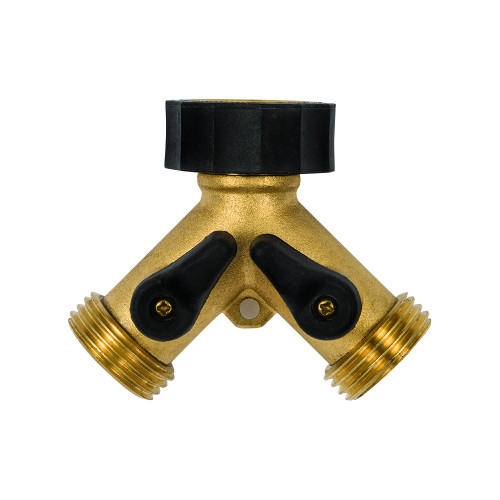 2 Gilmour Brass Dual Hose Y Connector Water Valves & 10 Gilmour Hose Washers 01RW - Garden Watering Manifold - 13