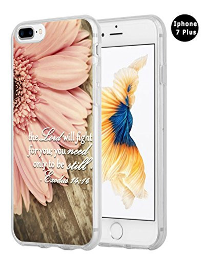 8 Plus Case Christian Sayings,7 Plus Case,Hungo TPU Silicone Protective Cover Compatible with iPhone 7 Plus/8 Plus Bible Verses Theme Exodus 14:14