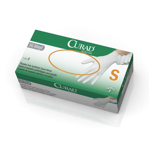 MEDLINE CUR8234 CUR8234H Curad Powder-Free Latex-Free 3G Vinyl Exam Gloves (Pack of 100)