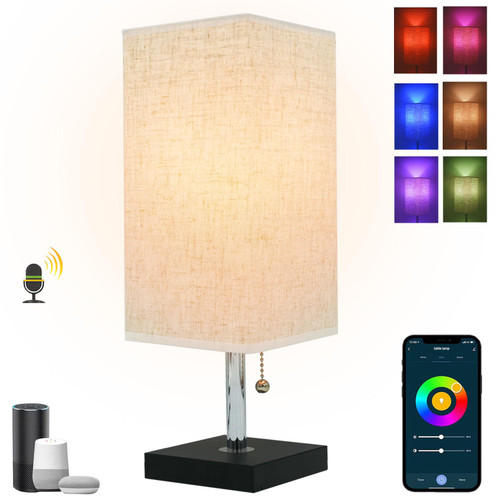 Eytueo Bedside Table Lamp Work with Homekit, Siri, Alexa, Google Assistant and Other Voice Equipment, Smart Dimmable Table Lamp, Voice Control Nightstand Lamp for Bedroom, Kid Room, Office