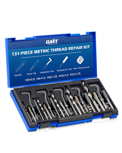 Orion Motor Tech Thread Repair Kit, 131pc Metric Helicoil Repair Kit with HSS Drill Bits Thread Inserts Taps Breakoff Installation Tools, Portable Rethreading Tool Kit in M5 M6 M8 M10 M12 Sizes