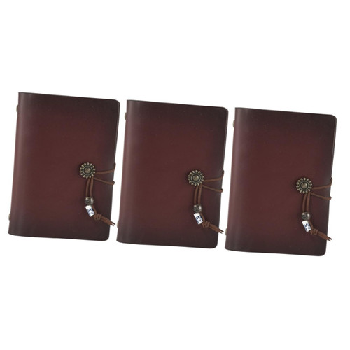 STOBOK 3pcs Retro Notebook Daily Writing Notepad Journal Notepad Schedule Journal Daily Notebook Journals for Writing 2023 Notebook The Notebook Portable Leather Case Paper Travel