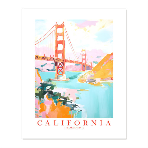 California Travel Print Golden State Souvenir Teal Orange Pink Wall Art San Francisco Landscape Poster Golden Gate Bridge (16x20 inches) California Travel Print Golden State Souvenir Teal Orange Pink Wall Art San Francisco Landscape Poster Golden Gate Bridge (16x20 inches)