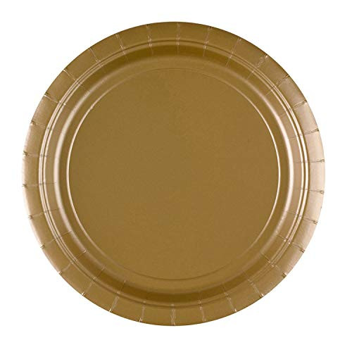 Gold Paper Plates | 9" | Pack of 8 | Party Supply