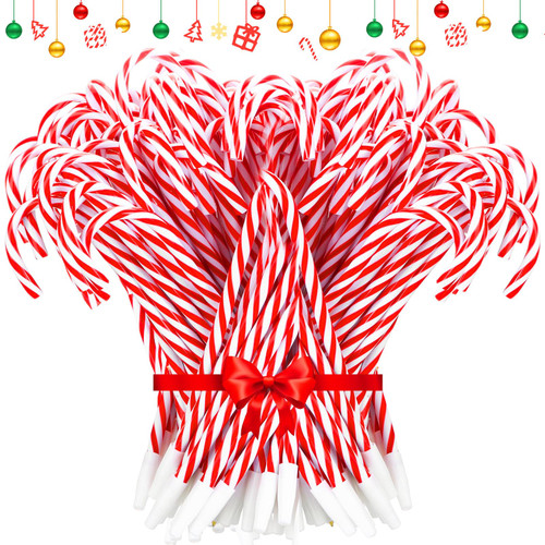 Qilery 300 Pcs Candy Cane Pen Bulk, Christmas Ballpoint Pens Christmas Candy Pen Holiday Stationery Umbrella Snowman Pen with Black Ink for Party Gifts Classroom Office Writing Supplies(Red, White)