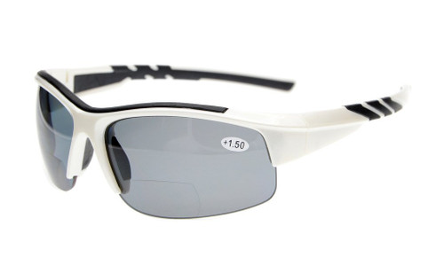 Eyekepper TR90 Polarized Bifocal Half Rimless Sunglasses White Frame +2.0