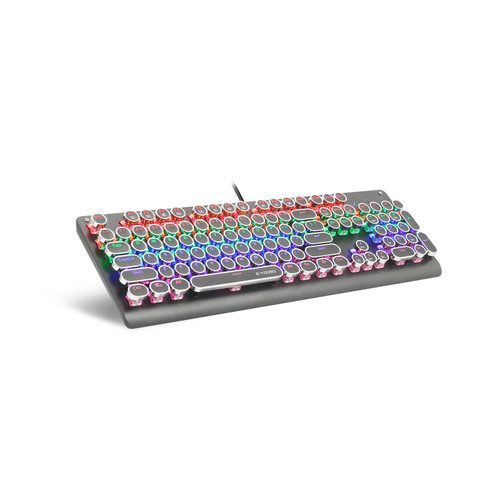 E-YOOSO K600 Retro Mechanical Gaming Keyboard 104 Key, Rainbow LED Backlit Typewriter Keyboard for PC Desktop, Black (Brown Switch) E-YOOSO K600 Retro Mechanical Gaming Keyboard 104 Key, Rainbow LED Backlit Typewriter Keyboard for PC Desktop, Black (Brown Switch)