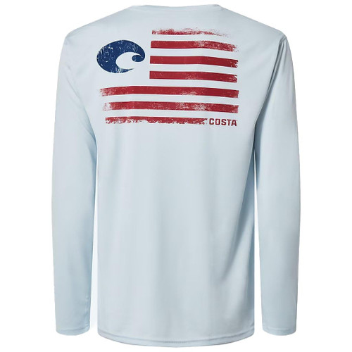 Costa Del Mar Tech Pride Long Sleeve Crew Shirt, Arctic Blue, Large