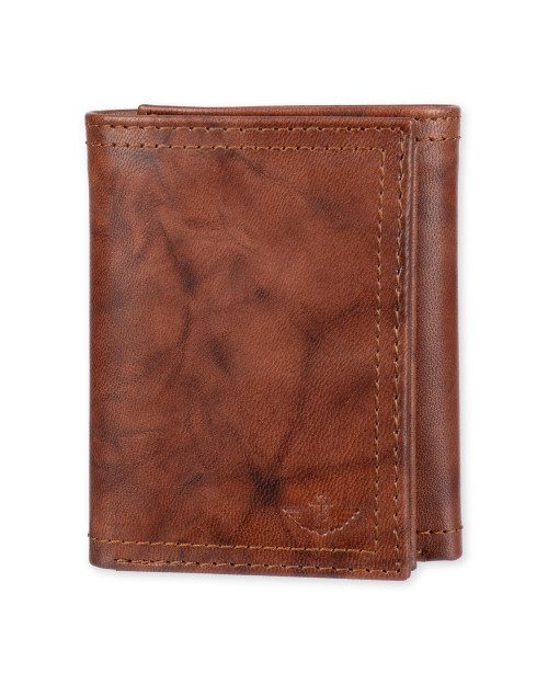 Dockers Men's RFID Extra Capacity Trifold Wallet with Zipper, Brown, One Size