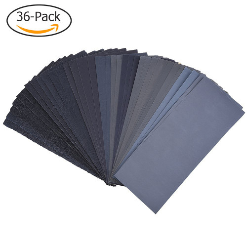 120 To 3000 Assorted Grit Sandpaper for Wood Furniture Finishing, Metal Sanding and Automotive Polishing, Dry or Wet Sanding, 9 x 3.6 Inch, 36-Sheet 120 To 3000 Assorted Grit Sandpaper for Wood Furniture Finishing, Metal Sanding and Automotive Polishing, Dry or Wet Sanding, 9 x 3.6 Inch, 36-Sheet