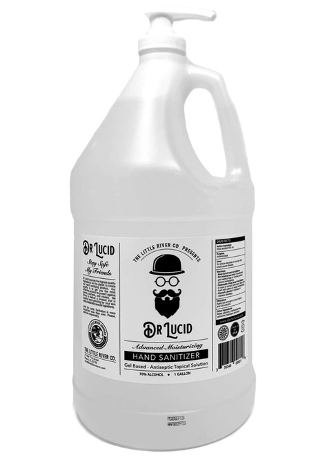 Dr Lucid Hand Sanitizer Gel 1 Gallon Bottle with Pump Cap 70% Alcohol Original Unscented Antibacterial Refreshing and Moisturizing