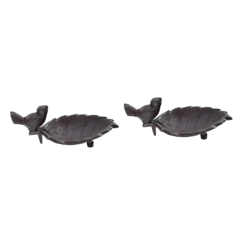 Angoily 2 Pcs Cast Iron Bowl Storage Tray Yard Bird Feeder Parrot Automatic Feeder Cast Iron Bird Feeder Stand Standing Bird Feeder Pet Food Feeder Device Out Door Decor Bathtub Water Bath