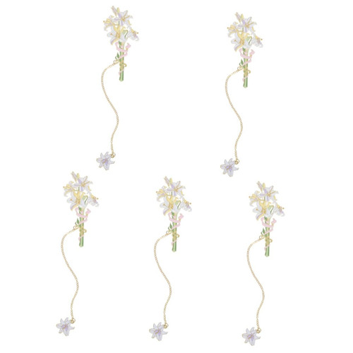 NUOBESTY 5pcs Flower Bookmark Book Markers Last Word Bookmarks for Kids Book Marks Decorative Bookmarks Reading Page Mark Bookmark Label Plants Decor White Student Metal Decorations Vintage