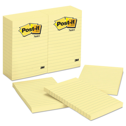 Post-it 660YW Post-it Notes, Lined, 100 Sh/Pad, 4-Inch x6-Inch , 12/PK, Yellow