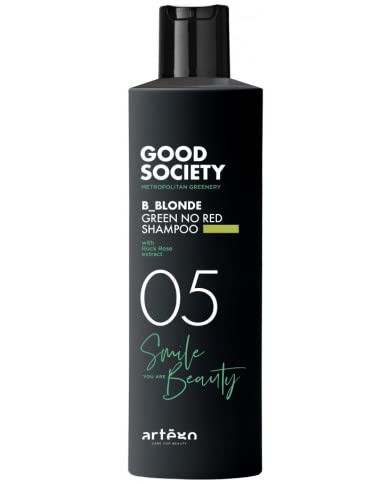 Artego Good Society 05 B_Blonde Green No Red Shampoo 250ml gently cleanses hair and neutralizes unwanted RED-ORANGE undertones for a pleasantly cool tone.