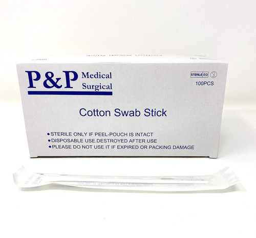 P&P Medical Surgical Sterile Cotton Tipped Applicator Swabstick 6" Box of 500
