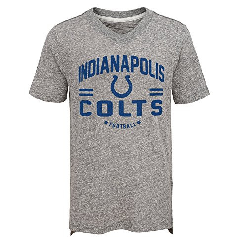 NFL Indianapolis Colts Youth Boys "Heritage" Short Sleeve Tri-Blend Tee Heather Grey, Youth Large(14-16)