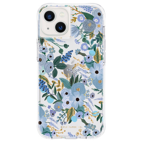 Rifle Paper Co. iPhone 13 Case for Women [10ft Drop Protection] [Wireless Charging] Floral Print Phone Case for iPhone 13, Slim iPhone Case, Anti Scratch, Shock Absorbing Materials - Garden Party Blue