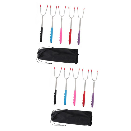 BESPORTBLE 2 Sets Barbecue Fork Barbecue Skewers Bbq Forks Roasting Sticks Barbecue Tools Grill Skewers for Outdoor Grill Meat Stick Kebab Bbq Tool Retractable Hot Dog Skewers Pvc Plastic