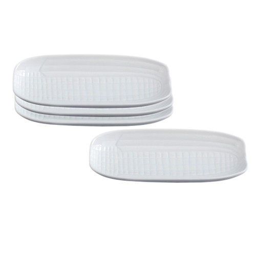 HIC Harold Import Co White Porcelain 9.5 Inch Corn Cob Tray, Set of 4 HIC Harold Import Co White Porcelain 9.5 Inch Corn Cob Tray, Set of 4