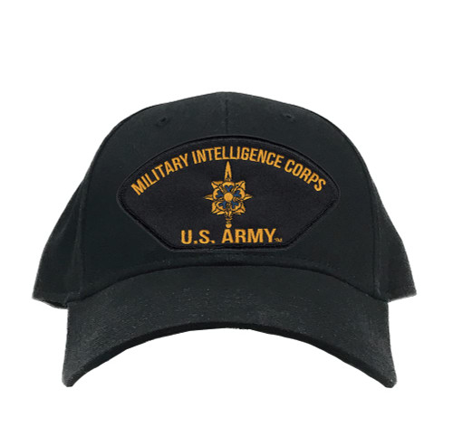 Military Productions US Army Military Intelligence Corps Men's Hat - Officially Licensed Black Baseball Cap Military Productions US Army Military Intelligence Corps Men's Hat - Officially Licensed Black Baseball Cap