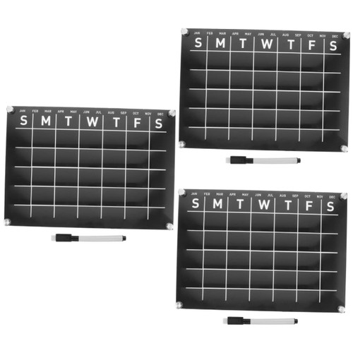 NUOBESTY 3pcs Acrylic Dry Erase Board Meal Planning Pad Fridge Blackboard Acrylic Memo Board Meal Planner Magnet Acrylic Fridge Calendar Magnet Week Calendar Monthly Planner Office Magnetic
