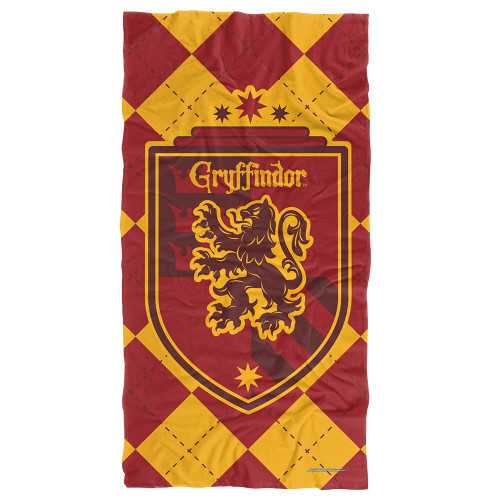 LOGOVISION Harry Potter Gryffindor Plaid Sigil Officially Licensed Beach Towel 30" X 60"
