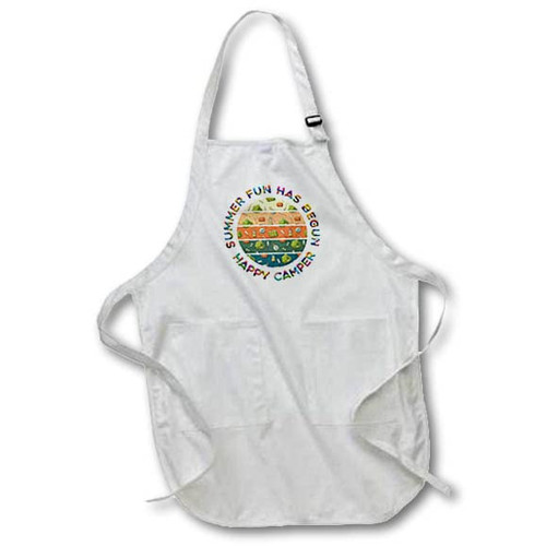 3dRose Summer Fun Has Begun. Tents, first-aid boxes, compasses. Gift for you - Aprons (apr-362457-2)