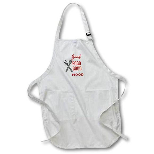 3dRose Simple Design about Food and Text of Good Food Good Mood - Aprons (apr-364385-2) 3dRose Simple Design about Food and Text of Good Food Good Mood - Aprons (apr-364385-2)