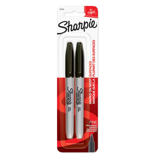 SHARPIE 12 Packs: 2 ct. (24 total) Fine Point Black Permanent Markers
