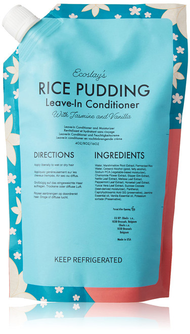 Ecoslay Rice Pudding Leave-In Conditioner and Moisturizer, Rice Water Leave-in, Strengthens and Moisturizes, Detangler, 16oz