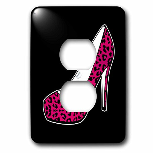 3dRose lsp_57138_6 I Love Pink Cheetah High Heel Shoe on Black 2 Plug Outlet Cover 3dRose lsp_57138_6 I Love Pink Cheetah High Heel Shoe on Black 2 Plug Outlet Cover
