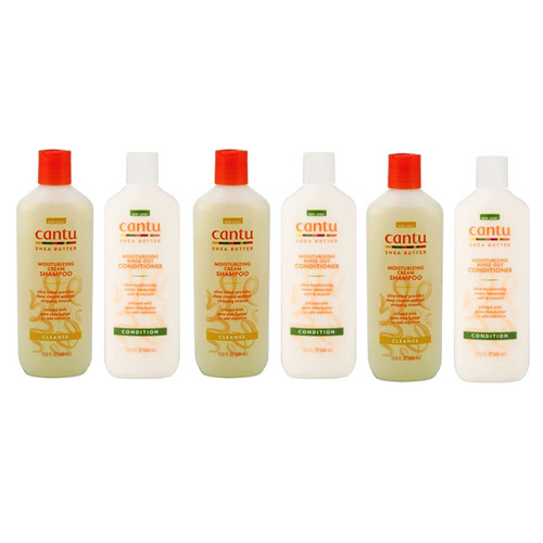 Cantu Moisturizing Cream Shampoo 13.5 oz & Moisturizing Rinse Out Conditioner 13.5 oz (3SET=6PCS)