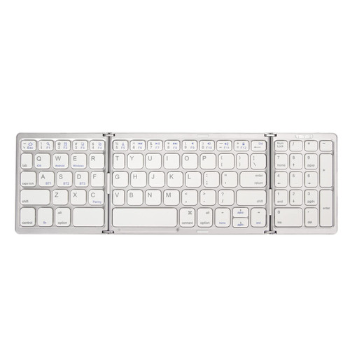 Rvtkak Wireless Keyboard, Quiet Scissor Keys Wireless Foldable Keyboard Long Endurance Triple Fold Multiple Device Connection for Laptop (Silver White)