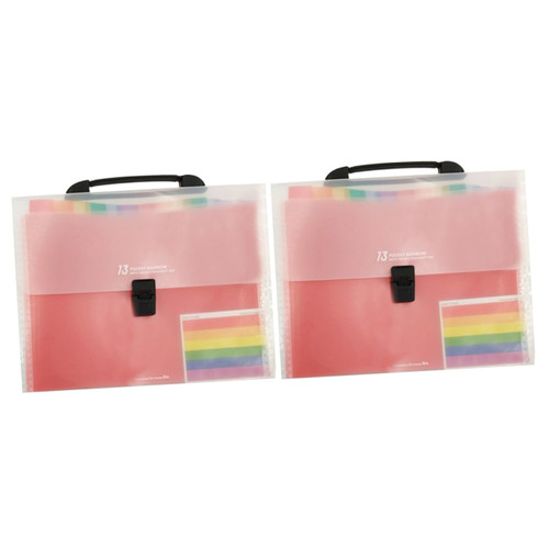 STOBOK 2pcs 13 Classified Folder Expanding Zip File Accordian File Organizer Accordion File Folder Accordian File Folders Folder Organizer Pocket Organizer Storage Box Multi-Layer Student