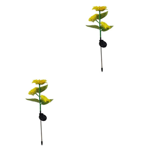 DOITOOL 2 Pcs Solar Light Sunflower Solar Lamp Garden Sunflower Lawn Lamp Landscaping Light Solar Projector Lamp Solar Fairy Lights Outdoor Decor Out Door Decor Led Lantern Plastic