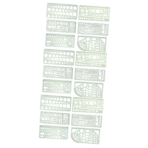 Ciieeo 18 Pcs Math Drawing Ruler Architect Scale Ruler Geometric Drawing Rulers Engineering Drawing templates Building Measuring Template Green Suit Major Plastic Student to Draft