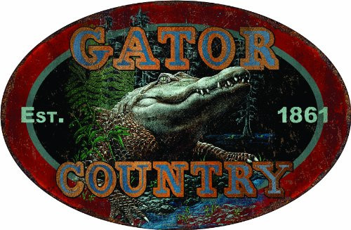 River's Edge Gator Country Embossed Tin Sign, X-Large/12x17-Inch