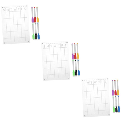 Ciieeo 3 Sets Monthly Plan Message Board Magnetic Dry Erase menu Board Chore Chart Magnetic whiteboard for Fridge Magnetic Meal Planner Refrigerator Boards Behavior Board Acrylic a4 Plank