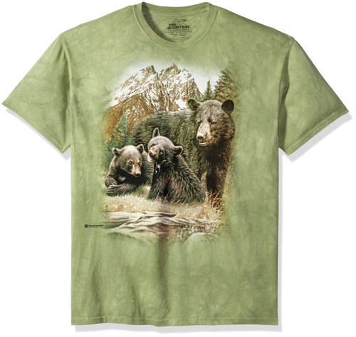 The Mountain Black Bear Family Adult T-Shirt, Green, Large