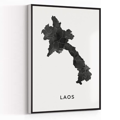 HOUSTON SKYLINE WALL ART,men's bedroom decor,bathroom farmhouse decor,Laos map art poster black and white wall art print of Laos gift idea map wall art,12''x18'' Framed Modern Canvas Wall Art,