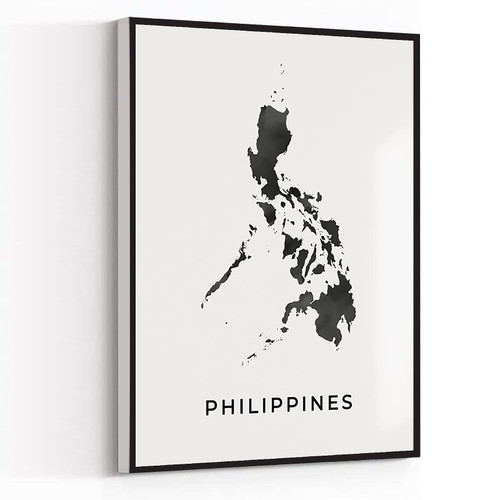 CANVAS FARMHOUSE WALL ART,bistro kitchen decor,rustic home decor,Philippines map art poster black and white wall art print of Philippines gift idea,12''x18'' Framed Modern Canvas Wall Art,