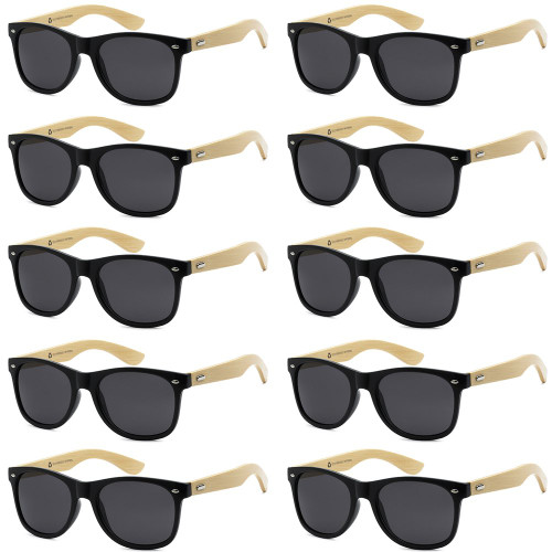 Got Shades Wholesale Bamboo Sunglasses Retro 80's Wood Sunglasses Men-Cool Sunglasses for Men & Women-10 Pack