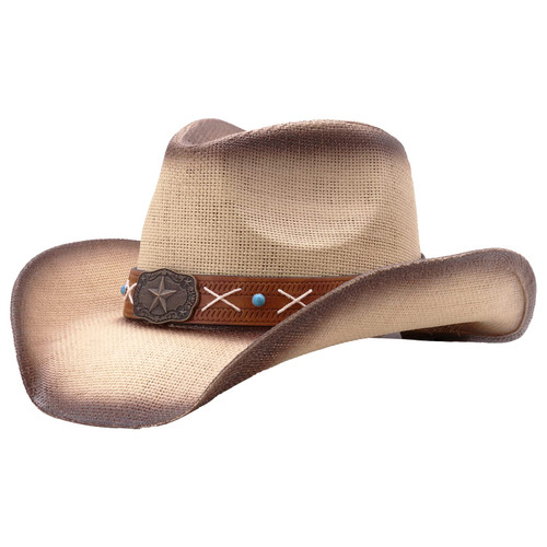 Retro Rodeo Wild Western Cowboy Hats for Men and Women - Star - Light Brown - 3