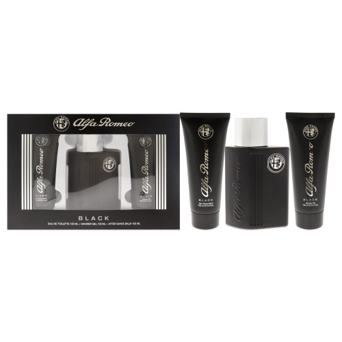 Alfa Romeo Alfa Romeo Black 4.2 oz EDT Spray, 3.4oz Shower Gel, 3.4oz After Shave Balm Men 3 Pc Gift Set Alfa Romeo Alfa Romeo Black 4.2 oz EDT Spray, 3.4oz Shower Gel, 3.4oz After Shave Balm Men 3 Pc Gift Set