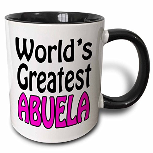 3dRose 159595_4""WorldS Greatest Abuela, Pink" Mug 11 oz Black