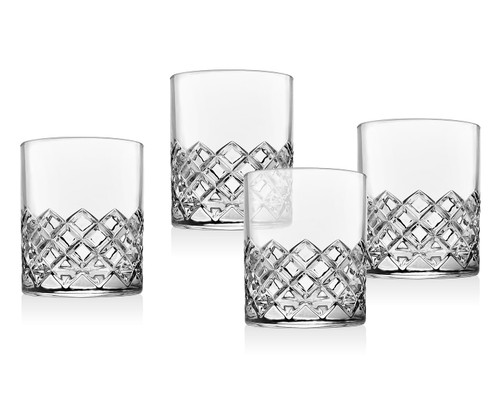 Godinger Old Fashioned Whiskey Glasses, Drinking Glasses, Cocktail Glasses, Juice Glasses, Whiskey Gifts - Set of 4, Hatch Collection