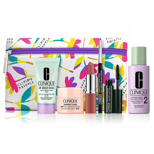 Clinique 2023 7 Pieces Skincare Makeup Gift Set Moisture Surge 100H, Mild Liquid Soap, Lotion 2